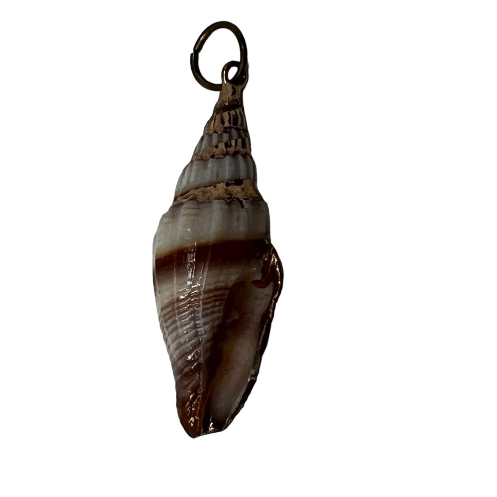 Seashell PendantTan Brown Pink Shell with Gold Tone Accents